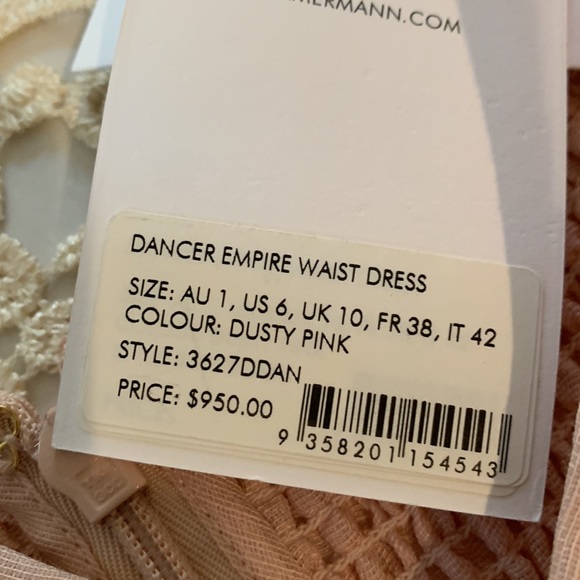 Zimmerman Dancer Empire waist dress New Size 1Dusty pink - Picture 8 of 10